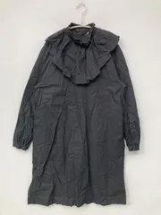 PAMEO POSE パメオポーズ ワンピース F ブラック コットン 無地 フリル 長袖 ひざ丈 タイト