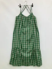 AZUL by MOUSSY アズールバイマウジー ワンピース M グリーン コットン 袖なし チェック柄 ティアード