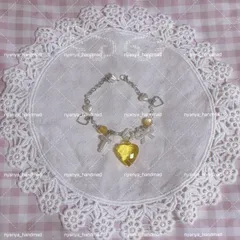 【033】ʚMilky♡yellow Heartブレスレットɞ