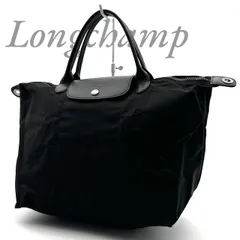 【B4921】 Longchamp ロンシャン トートバッグ ル・プリアージュ ブラック ナイロン レザー フラップ スナップボタン