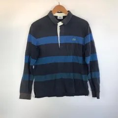 LACOSTE ラガーシャツ メンズ 5 ブラック×ブルー 3211202603110017