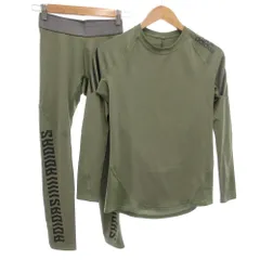 アディダス adidas アンダーウエア セットアップ ALPHASKIN 長袖カットソー レギンス ストレッチ イージー ロゴ  L M カーキ FL4572 /GV