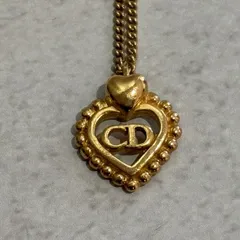 Christian Dior クリスチャンディオール CDロゴ ハート ネックレス ペンダント ゴールドカラー GP ヴィンテージ アクセサリー レディース Diorロゴ ハートモチーフ ブランドジュエリー レディースアクセサリー 中古 美品 人気