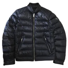 プラダ PRADA 美品 トライアングルロゴ バイカー ダウンジャケット SGB608 キルティング ダウンライダース 三角プレート 国内正規 黒 ブラック 46 ■MNK2