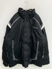 Columbia コロンビア マウンテンパーカー XL ブラック ナイロン 無地 ブランドロゴ ライン柄 ミドル丈 フードなし