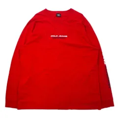 POLO JEANS CO. RALPH LAUREN ロゴプリント ロングスリーブ Tシャツ ロンT 3XT レッド コットン 袖ロゴ ビッグサイズ メキシコ製
