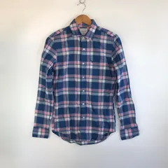 American Eagle スリムフィット チェック柄 ボタンダウンシャツ メンズ XS ブルー×ピンク 3211202603110025