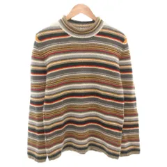 バーバリーブラックレーベル BURBERRY BLACK LABEL ニット セーター 3 シルク混 アンゴラ混 カシミヤ混 長袖 ハイネック ボーダー 総柄 マルチカラー /AE
