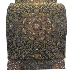 【美品】 袋帯 名品 華文 花唐草 金糸 箔 深緑 お太鼓柄 正絹 【中古】