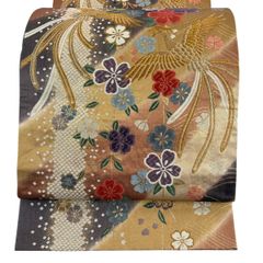 AA90袋帯 六通華文柄 箔 金糸 唐織 花草柄 美品 振袖向き 美品 | Mercari