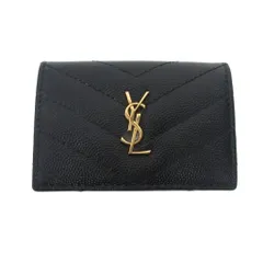 サンローラン パリ SAINT LAURENT PARIS オリガミ タイニーウォレット 三つ折り財布 YSLロゴ レザー 黒 ブラック 362672
