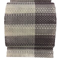 【美品】 名古屋帯 秀品 夏帯 八寸名古屋帯 松葉仕立て 変わり市松 斜め格子 ベージュ 正絹 【中古】