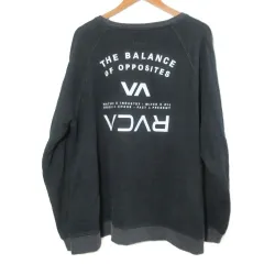 ルーカ RVCA ビッグシルエット バックプリントトレーナー BC041-004 スウェット 長袖 ロゴ刺繡 裏毛 L 黒 ブラック /X