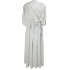 アニュアンス anuans 21SS ギャザーカシュクールワンピース 1521230062-0 ロング 5分袖 フリーサイズ アイボリー /X