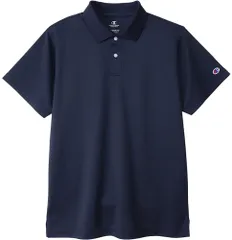 チャンピオン Champion ポロシャツ メンズ POLO SHIRT 半袖 トップス 無地 吸汗速乾 抗菌防臭 バスケ ゴルフ 部活 練習 トレーニング 通勤 通学 C3-XS396  C3XS396 370 ネイビー