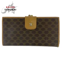 CELINE セリーヌ ヴィンテージ マカダム トリオンフ ブラウン ベージュ ゴールド金具 PVC/レザー 長財布 がま口 レディース 406938【中古】