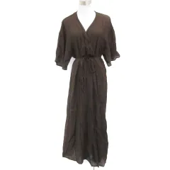 ニコアンド Niko and.. カーディガン ロング丈 七分袖 4 L ブラウン 茶 /YM5