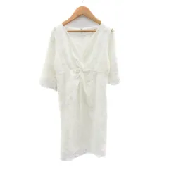 ロイヤルパーティー ROYAL PARTY ワンピース ミニ丈 七分袖 Vネック レース 1 オフホワイト /YK11