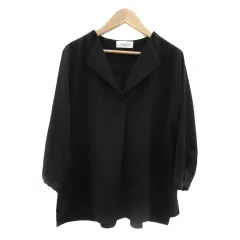 オペークドットクリップ OPAQUE.CLIP ブラウス カットソー 九分袖 スリットネック 無地 38 M 黒 ブラック /YS37