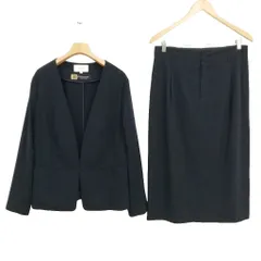 アンタイトル UNTITLED フォーマル スカート スーツ セットアップ ノーカラー ジャケット 44 / 42 大きいサイズ ネイビー 紺