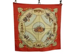 HERMES エルメス スカーフ カレ90 マルチカラー シルク100% レディース CAVALIERS PEULS プール族の騎手 美品