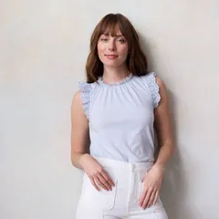 LC Lauren Conrad レディース トップス Tシャツ クルーネック プチ フリル レース Petite LC Lauren Conrad Lace Ruffle Sleeve Crewneck Top Cool Daisy