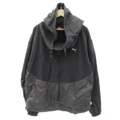 プーマ PUMA ジャケット パーカー ミドル丈 ジップアップ 総柄 ナイロン M ブラック 黒 /YM32