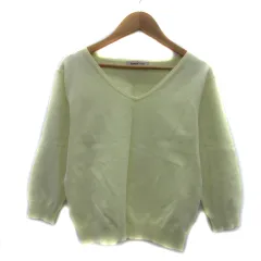 アプワイザーリッシェ Apuweiser-riche ニット カットソー 七分袖 Vネック 無地 2 黄色 イエロー /YS27