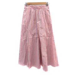 コラージュ ガリャルダガランテ COLLAGE GALLARDAGALANTE フレアスカート ギャザースカート ロング丈 マキシ丈 ストライプ柄 0 マルチカラー ピンク /YK6