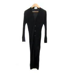 ロペピクニック ROPE Picnic リブニットカーディガン ロング丈 無地 Vネック 38 M 黒 ブラック /SY2