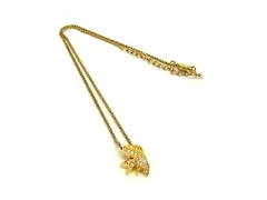 ChristianDior クリスチャンディオール ネックレス ゴールド メタル レディース ラインストーン リボンモチーフ 美品