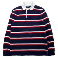 Polo by Ralph Lauren 90年代 ボーダー ラガーシャツ M ネイビー コットン スモールポニー 刺繍 スリランカ製