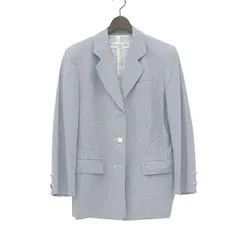 Christian Dior クリスチャンディオール レトロ サイズM コットン サッカー生地 ギンガムチェック 三つボタン メタル釦 テーラード ジャケット レディース ネイビー YB0078 【中古】