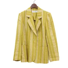 YVES SAINT LAURENT イヴ サンローラン レトロ サイズ38 レーヨン リネン混 イタリア生地 ストライプ柄 テーラード ジャケット レディース イエローゴールド YB0081 【中古】