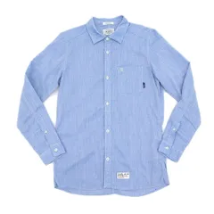 WTAPS ダブルタップス WHO DARES WINS サイズS 長袖 タイトシルエット シャツ メンズ ライトブルー 極小穴あり YB0093 【中古】 WTAPS ダブルタップス WHO DARES WINS サイズS 長袖 タイトシルエット