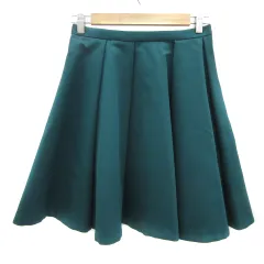 アダムエロペ Adam et Rope' プリーツスカート ひざ丈 無地 38 M 緑 グリーン /YS5