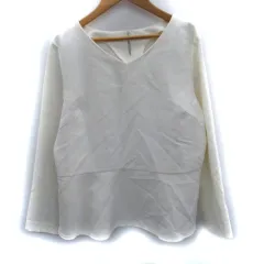 ナチュラルビューティーベーシック NATURAL BEAUTY BASIC カットソー 長袖 Vネック ペプラム L アイボリー /SM39