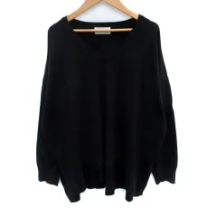 オペークドットクリップ OPAQUE.CLIP ニット カットソー 長袖 Vネック L 黒 ブラック /SM13