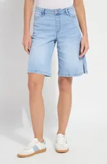 リジー レディース ボトムス デニムパンツ ショートパンツ Lysse Lennon Denim PullOn Bermuda Shorts Bleached Blue ブルー
