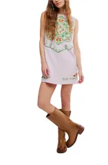フリーピープル レディース ボトムス カジュアルパンツ ミニワンピース ミニ 刺繍 Free Peoplelectric Garden Embroidered Minidress Pale Orchid Combo
