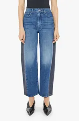 マザー レディース ボトムス デニムパンツ ワイドレッグ ハイウエスト アンクル ジーンズ MOTHER The Half Pipe Flood High Waist Ankle Wide Leg Jeans Black And Blue ブラック