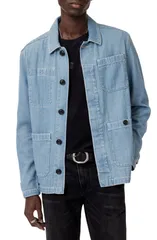 ジョンバルベイトス メンズ アウター ジャケット・ブルゾン シャツ 刺繍 デニム John Varvatos Jakob Embroidered Back Denim Shirt Jacket Pond Blue ブルー
