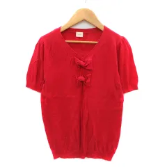 テチチ Te chichi ニット カットソー 半袖 リボン M 赤 レッド /YK45