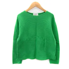 オペークドットクリップ OPAQUE.CLIP カットソー 長袖 ボートネック 無地 38 M 緑 グリーン /SY43