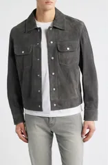 フレーム メンズ アウター ジャケット・ブルゾン スエード FRAME Suede Trucker Jacket Dark Grey グレー