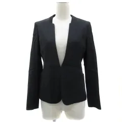 グリーンレーベルリラクシング ユナイテッドアローズ green label relaxing ノーカラージャケット ミドル丈 前開き 36 S 紺 ネイビー /YS3