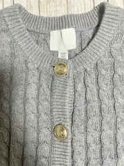 H&M ケーブル 半袖 カーディガン (グレー)