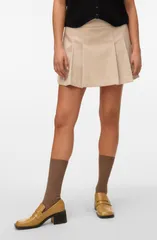 【送料無料】 ヴェロモーダ レディース スカート ボトムス Vega Pleated Miniskirt Oatmeal Detail Melan