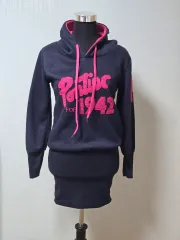 起毛 フード ミニ ONE PIECE ネイビー ホットピンク POINT スリップフィット