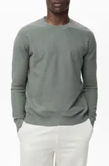 マンゴ メンズ アウター パーカー・スウェット クルーネック セーター MANGO Crewneck Piqu Sweater Forest Green グリーン